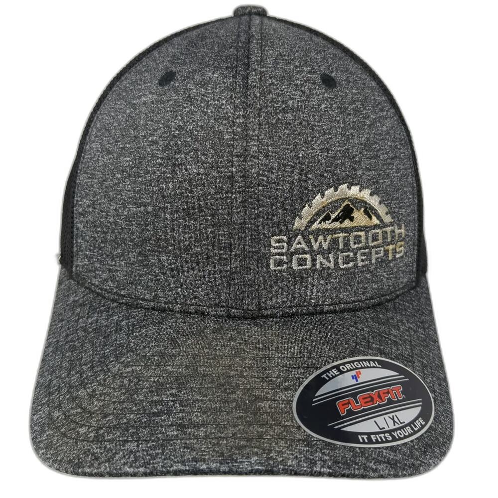 Port Authority Baseball Cap Gray XL Fitted Sawtooth Concepts Mesh Back Logo Hat